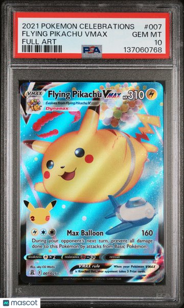 2021 Pokemon Celebrations Flying Pikachu VMAX Full Art PSA 10 #007