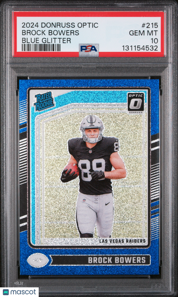 2024 Panini Donruss Optic Brock Bowers #215 Blue Glitter PSA 10