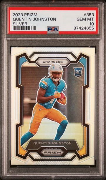 2023 Prizm Silver Quentin Johnston RC Rookie #353 Chargers PSA 10 GEM MINT