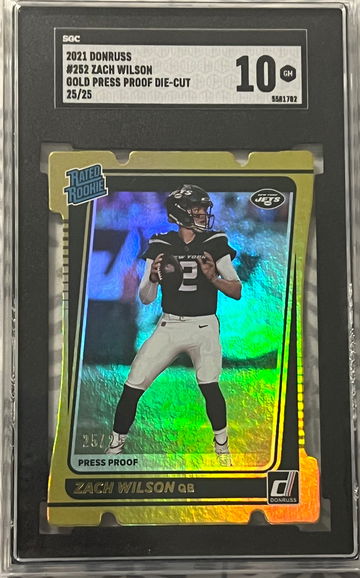 2021 Donruss Zach Wilson Gold Press Proof Die-Cut SGC 10