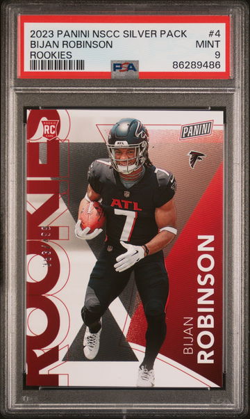 2023 PANINI NATIONAL SILVER PACKS BIJAN ROBINSON #/499 RC ROOKIES #4 PSA 9