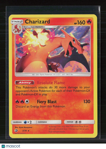 2018 Pokemon Dragon Majesty Charizard Holo Rare #3/70 Trading Card