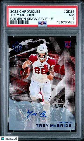 2022 Panini Chronicles Gridiron Kings Trey Mcbride #GK28 SIG Blue PSA 7