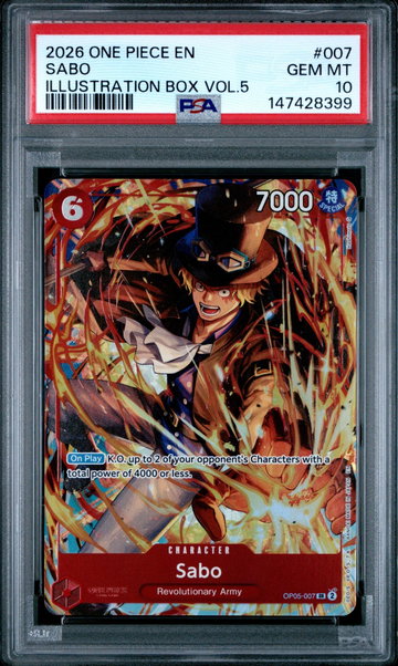 2026 One Piece Promo Illustration Box Volume 5 Sabo #OP05007 PSA 10