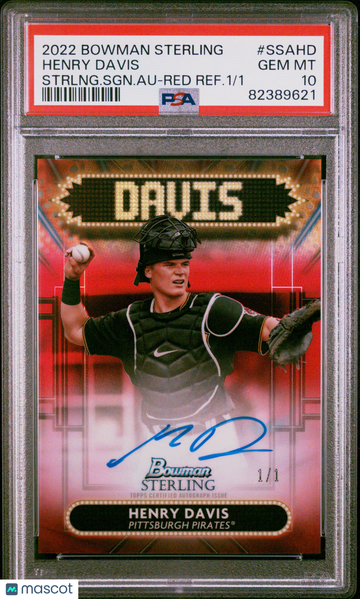 2022 Bowman Sterling Signage Autographs Henry Davis #SSAHD Red Refractor /1 PSA 10