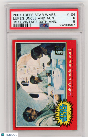 2007 Topps Star Wars 1977 Vintage 30th Anniversary Stamped Card Luke's Uncle And Aunt #104 PSA 5