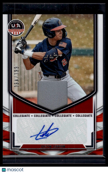 2025 Panini Stars & Stripes USA Baseball Justin Lebron #NTS-JL Collegiate National Team Signatures Materials SN MEM AU