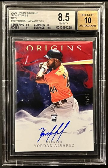 2020 Origins Astros Yordan Alvarez RC #10 SP Red On Card Auto #d 2/25 BGS 8.5/10