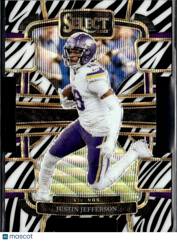 Justin Jefferson 2024 Panini Select Prizm Zebra Minnesota Vikings