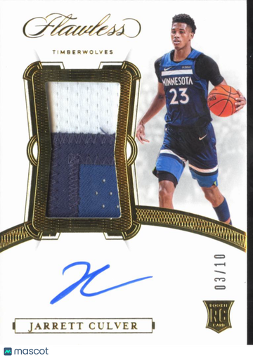 2020 Panini Flawless Jarrett Culver #VP-JCV /10 Patch