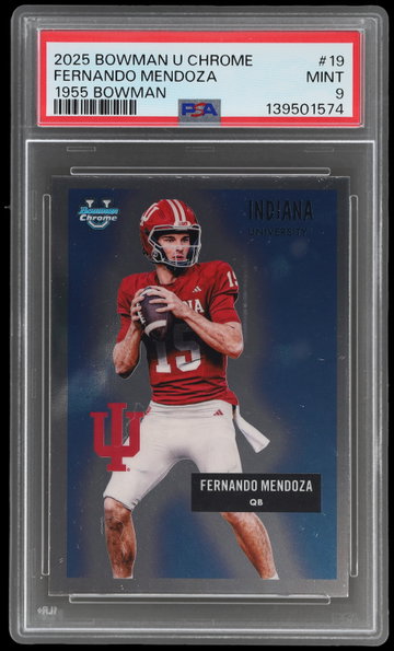2025 Bowman University Chrome Fernando Mendoza 1955 Bowman PSA 9