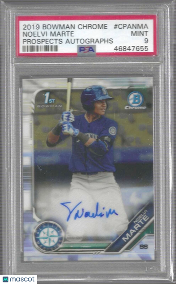 2019 Bowman Chrome Prospects Autographs Noelvi Marte #CPANMA PSA 9