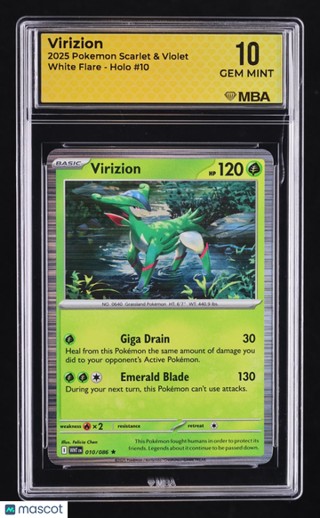 2025 Pokemon Scarlet & Violet White Flare Virizion Holo MBA 10 #10