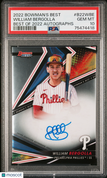 2022 Bowman's Best Best Of 2022 Autographs William Bergolla #B22WBE PSA 10