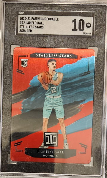 2020-21 Panini Impeccable Stainless Stars Asia Red Lamelo Ball Rookie RC SGC 10 POP 1 SSP