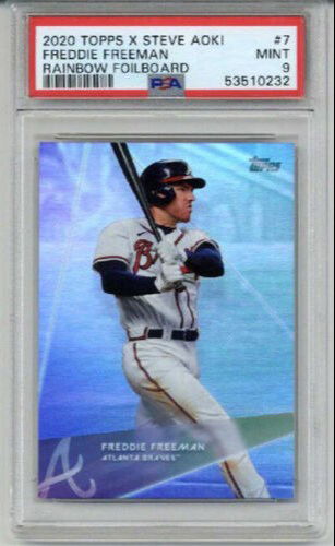 2020 TOPPS X STEVE AOKI RAINBOW FOILBOARD #7 FREDDIE FREEMAN CARD PSA 9 LOW POP