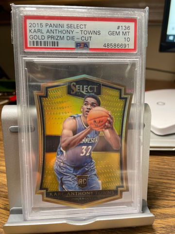 2015 Karl Anthony Towns Panini Select Premier Gold Prizm Die Cut / 10 PSA 10