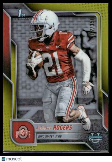 2025 Topps Bowman Chrome University Anthony Rogers #68 Yellow Refractor /350