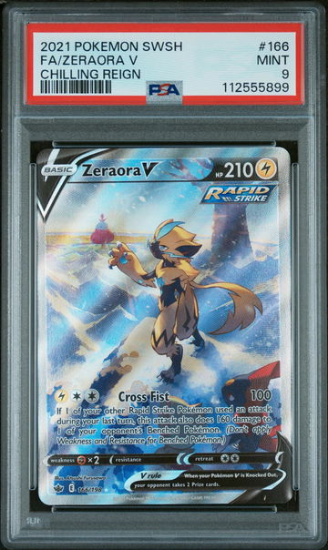 2021 Pokemon Sword and Shield Chilling Reign Zeraora V #166 PSA 9