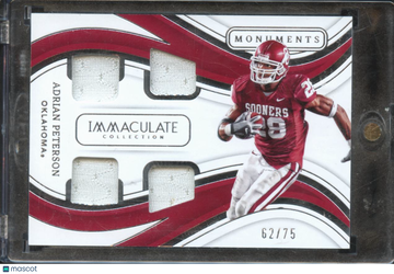 2023 Panini Immaculate Collection Collegiate Monuments Adrian Peterson #IM-AP /75 Quad Jersey Patch Memorabilia