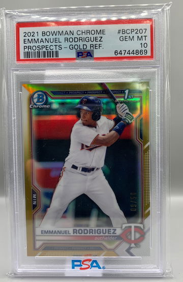 2021 Bowman Chrome Emmanuel Rodriguez BCP207 Gold PSA 10