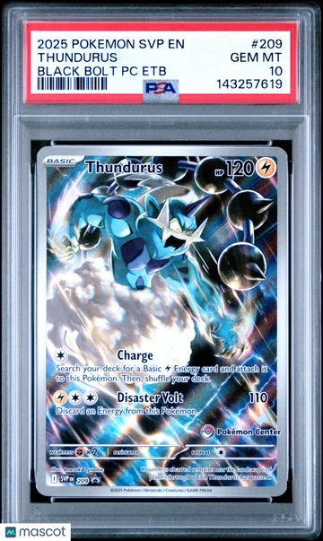 2025 Pokemon SVP EN-SV Black Star Promo Thundurus Black Bolt PC Etb PSA 10 #209