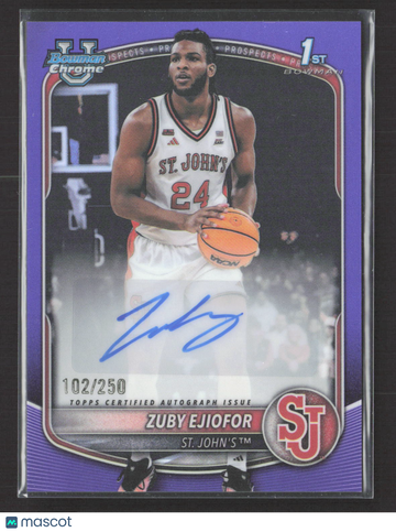 2025 Bowman Chrome Basketball Zuby Ejiofor #CPA-ZE Purple Refractor 102/250 1st Bowman Auto