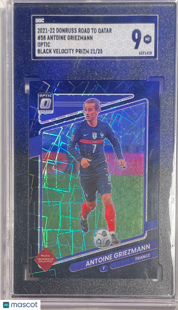 2021 Donruss Road To Qatar Antoine Griezmann #58 Optic Black Velocity Prizm SGC 9