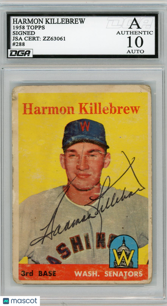 1958 Topps Harmon Killebrew #288 DGA 10 JSA Auto 10