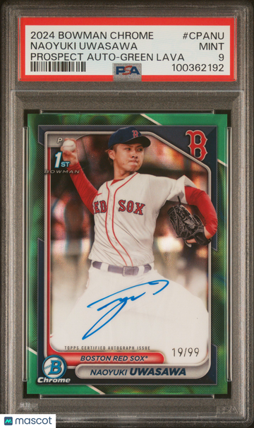 2024 Bowman Chrome Prospect Autographs Naoyuki Uwasawa #CPANU Green Lava PSA 9