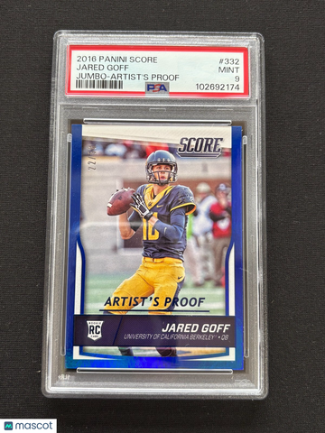 2016 Score Jared Goff #332 Artist Proof Blue Rookie PSA 9