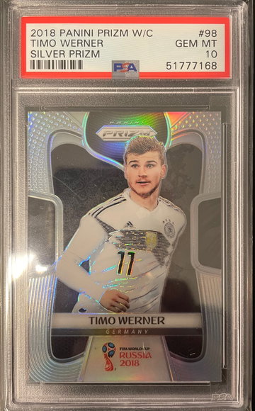 Timo Werner ROOKIE RC 2018 Panini Prizm World Cup #98 SILVER PRIZM - PSA 10