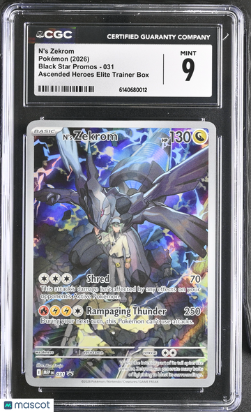 2026 Pokemon Black Star Promos N's Zekrom Ascended Heroes Elite Trainer Box CGC 9 #031
