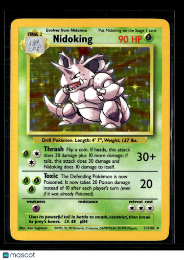 1999 Base Set Nidoking Holo Rare #11/102