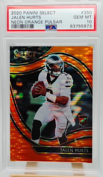 2020 Select Neon Orange Pulsar Field Level Jalen Hurts PSA 10 #/7
