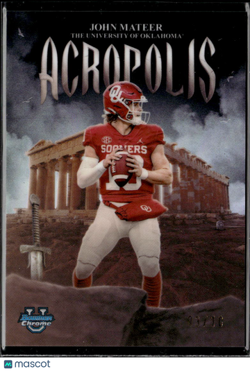 John Mateer 2025 Bowman Chrome Acropolis Oklahoma Sooners
