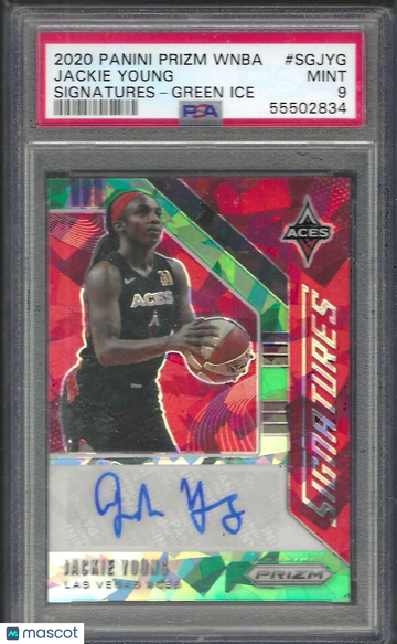 2020 Panini Prizm WNBA Signatures Jackie Young #SGJYG Green Ice PSA 10