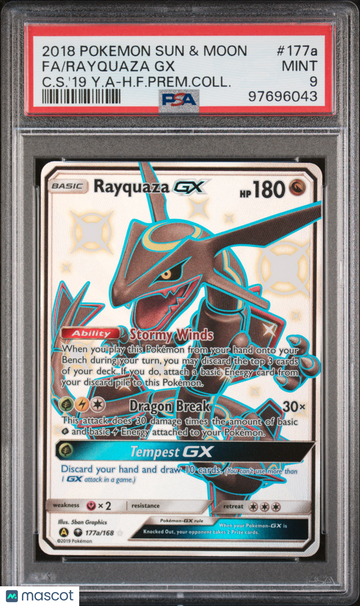 2018 Pokemon Sun & Moon Celestial Storm Rayquaza GX Fa C.S.'19 Y.A-H.F.Prem.Coll. PSA 9 #177a