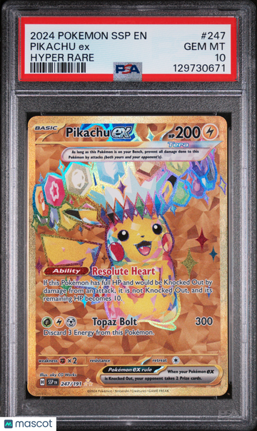 Pikachu EX #247 2024 Pokemon SSP EN-Surging Sparks PSA 10