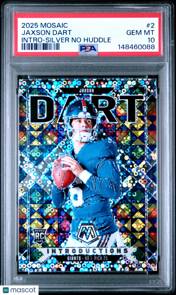 2025 Panini Mosaic Introductions Jaxson Dart #2 Silver No Huddle PSA 10
