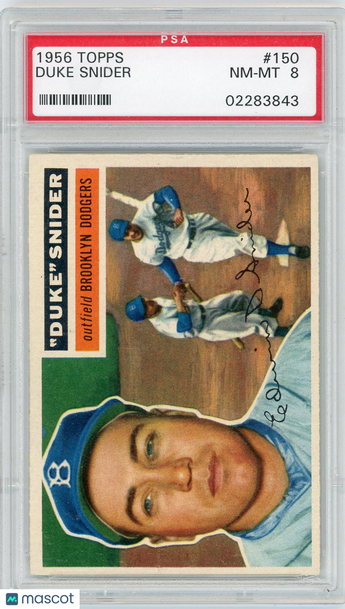 1956 Topps Duke Snider #150 Gray Back PSA 8 Baseball Trading Card