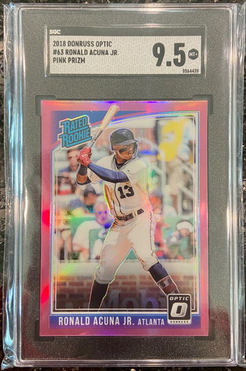 2018 Donruss Optic #63 RONALD ACUNA JR PINK PRIZM Rookie RC SGC GRADED 9.5 🔥
