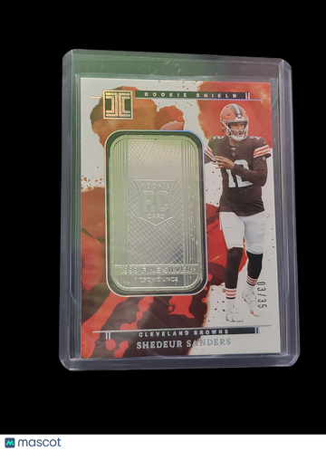 2025 Panini Impeccable Rookie Shield Shedeur Sanders #10 RC 1 Troy Ounce .999 Fine Silver