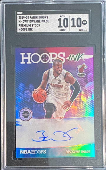 2019-20 Panini NBA Hoops Premium Dwyane Wade Hoops Ink Auto SGC 10