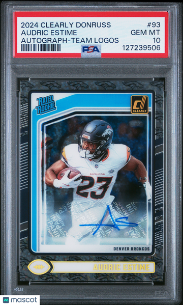 2024 Panini Clearly Donruss Audric Estime #93 Autograph Team Logos PSA 10