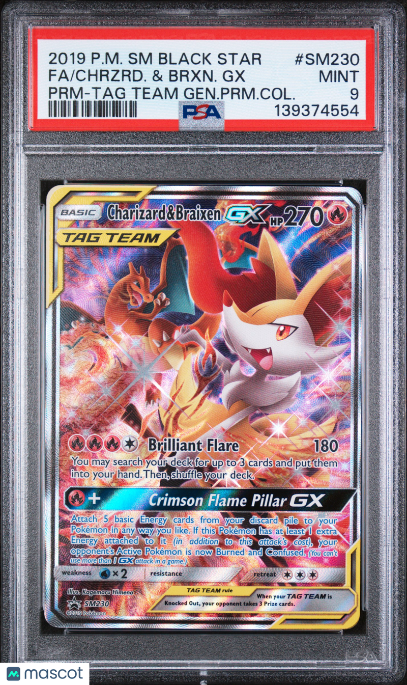 2019 Pokemon SM Black Star Promo Charizard & Braixen GX PSA 9 #SM230 | MySlabs 2019 Pokemon SM Black Star Promo Charizard & Braixen GX PSA 9 #SM230 | MySlabs