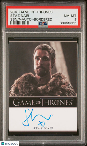 2018 Game Of Thrones Season 7-Autograph Staz Nair Bordered PSA 8