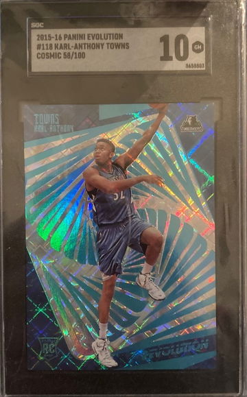 2015-16 Karl-Anthony Towns Rookie RC #/100 Cosmic Panini Revolution #118 SGC 10 Low Pop PSA 10