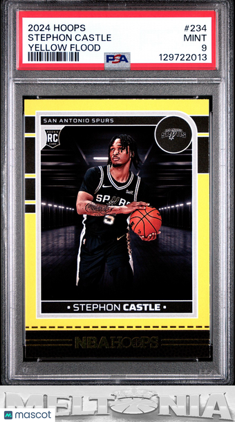 2024-25 Hoops Stephon Castle #234 Yellow Flood RC PSA 9