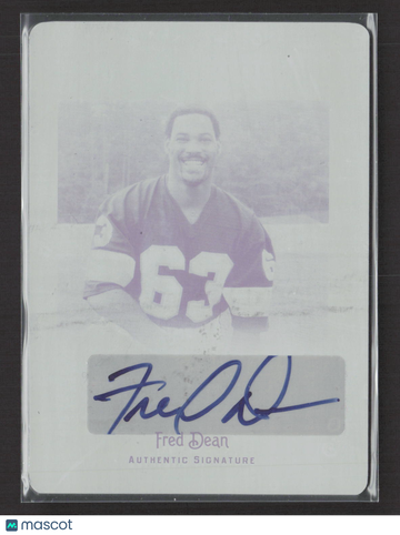 2012 Leaf Legends of Sport Fred Dean #BA-FD1 Black Printing Plate /1 Authentic print-used plate